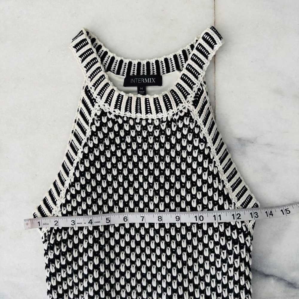 Intermix Knit Maxi Dress Black & White Fringe Sle… - image 6