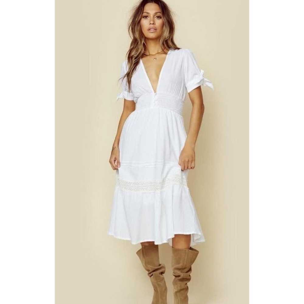 Cleobella Claire V-Neck Smocked Midi Dress in Whi… - image 1