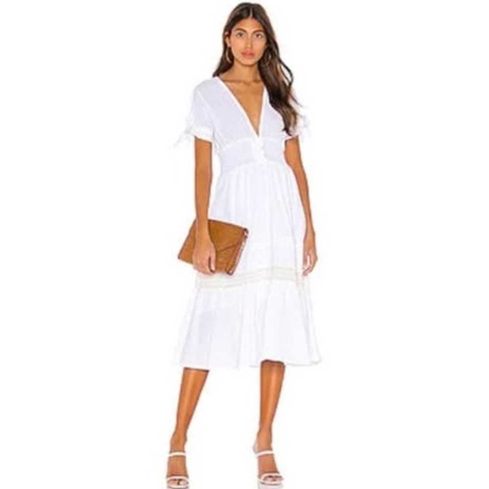 Cleobella Claire V-Neck Smocked Midi Dress in Whi… - image 3