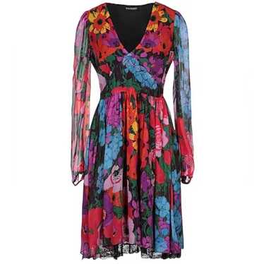 Twinset Georgette Dress Floral Patchwork Multi-Pr… - image 1