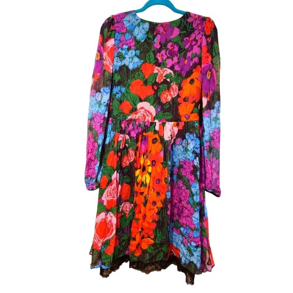 Twinset Georgette Dress Floral Patchwork Multi-Pr… - image 4