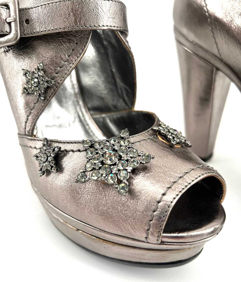 Sonia Rykiel Silver Leather Rhinestone Star Platf… - image 6