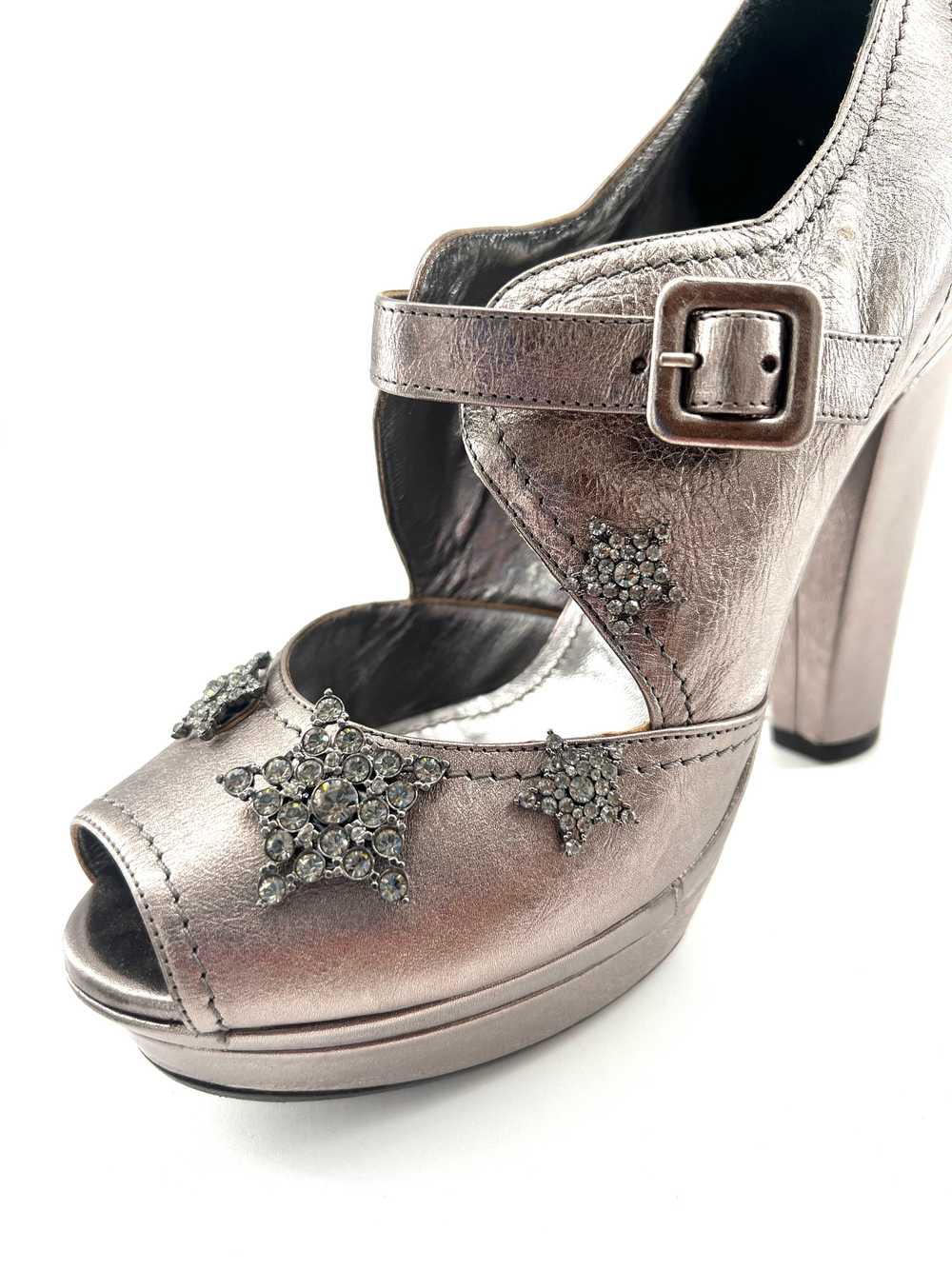 Sonia Rykiel Silver Leather Rhinestone Star Platf… - image 7