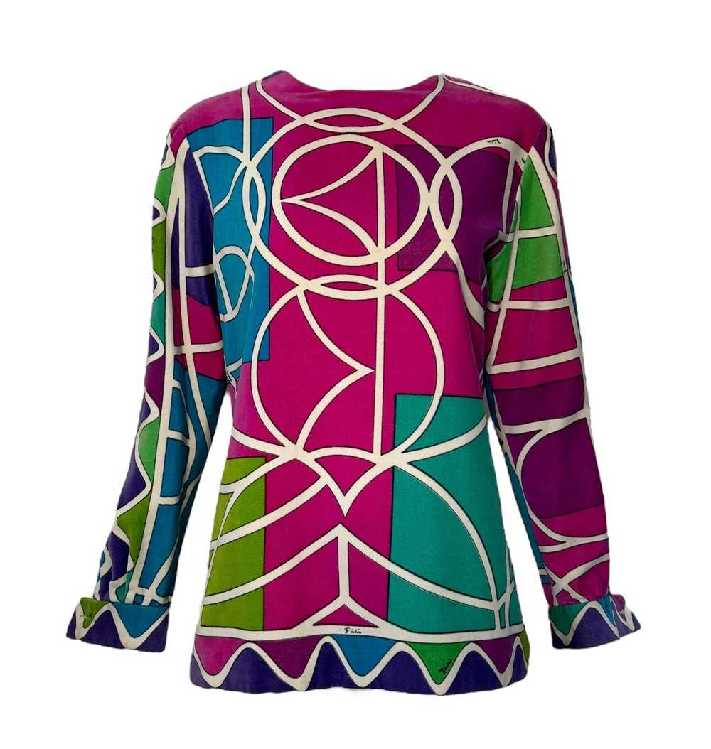 Emilio Pucci Cotton Velveteen Geometric Long Slee… - image 1