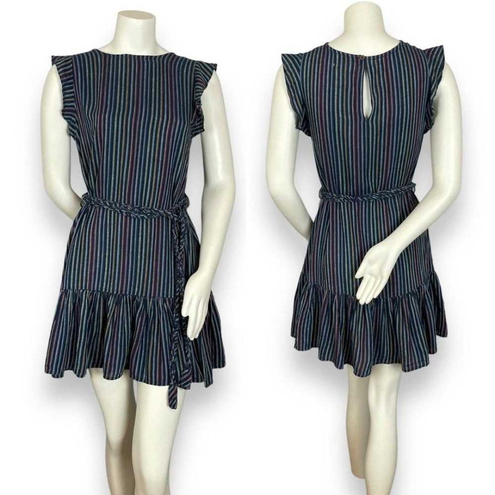 Marine Layer Dress Laney Linen Mini Navy Rainbow … - image 1