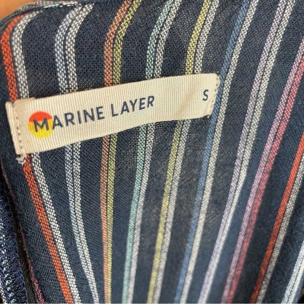 Marine Layer Dress Laney Linen Mini Navy Rainbow … - image 9