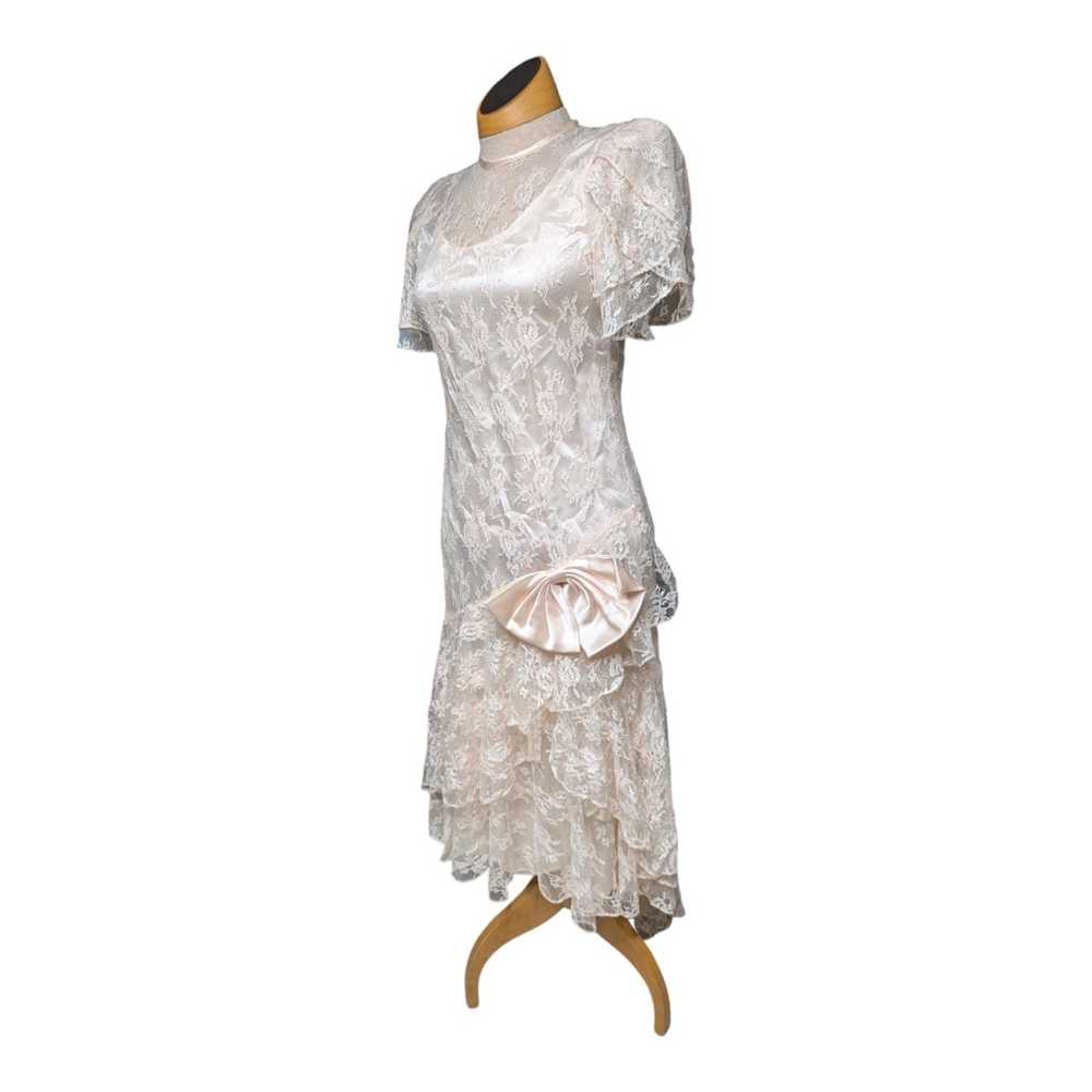 Vtg 1980s Susan Roselli for Vijack Ivory Floral L… - image 1