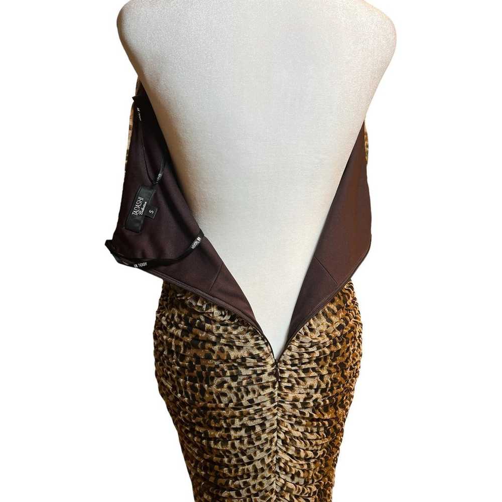 Tadashi Halter Dress Brown Ruched Body Con Stretc… - image 8