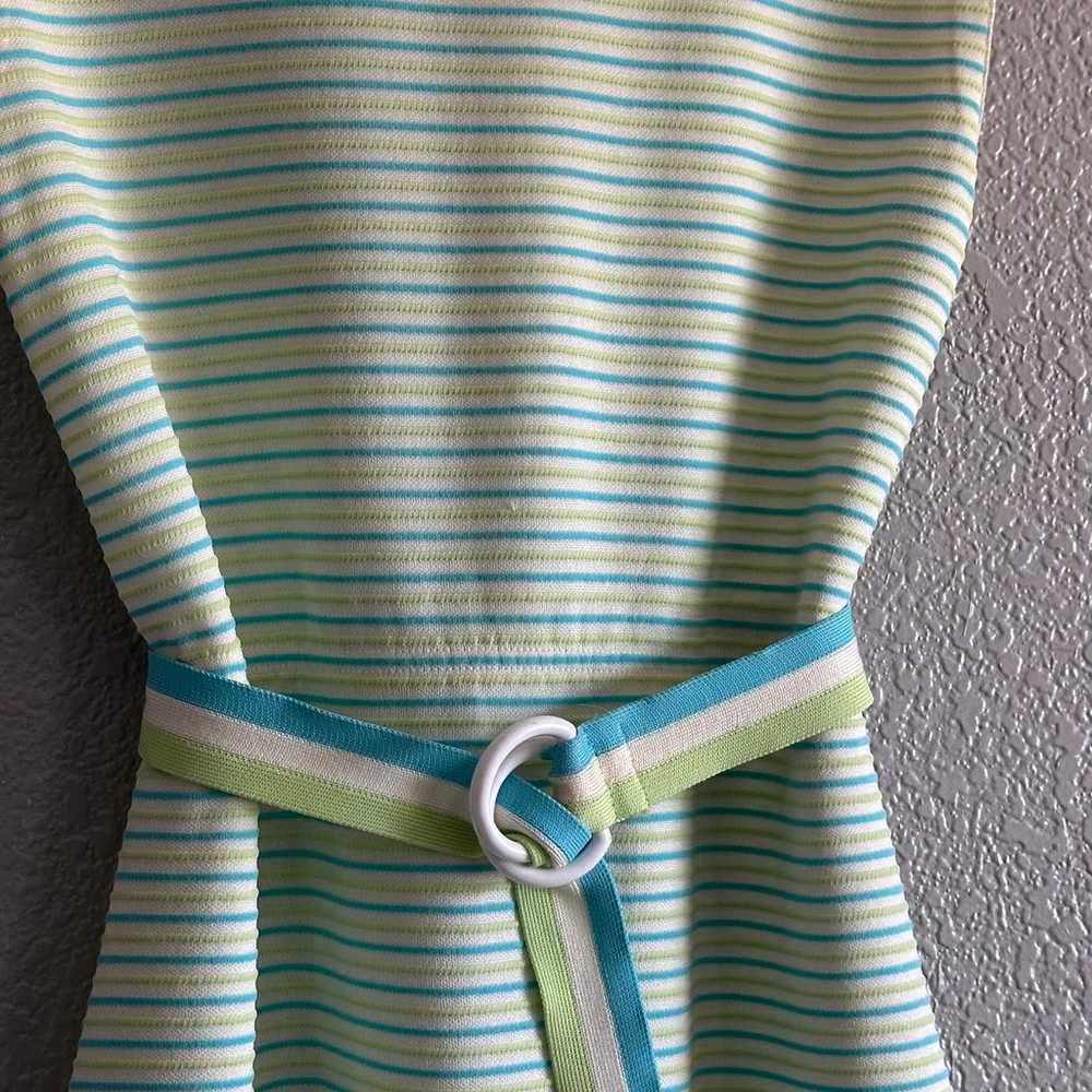 1960's Mini Sheath Dress w/ Belt Sleeveless Strip… - image 5