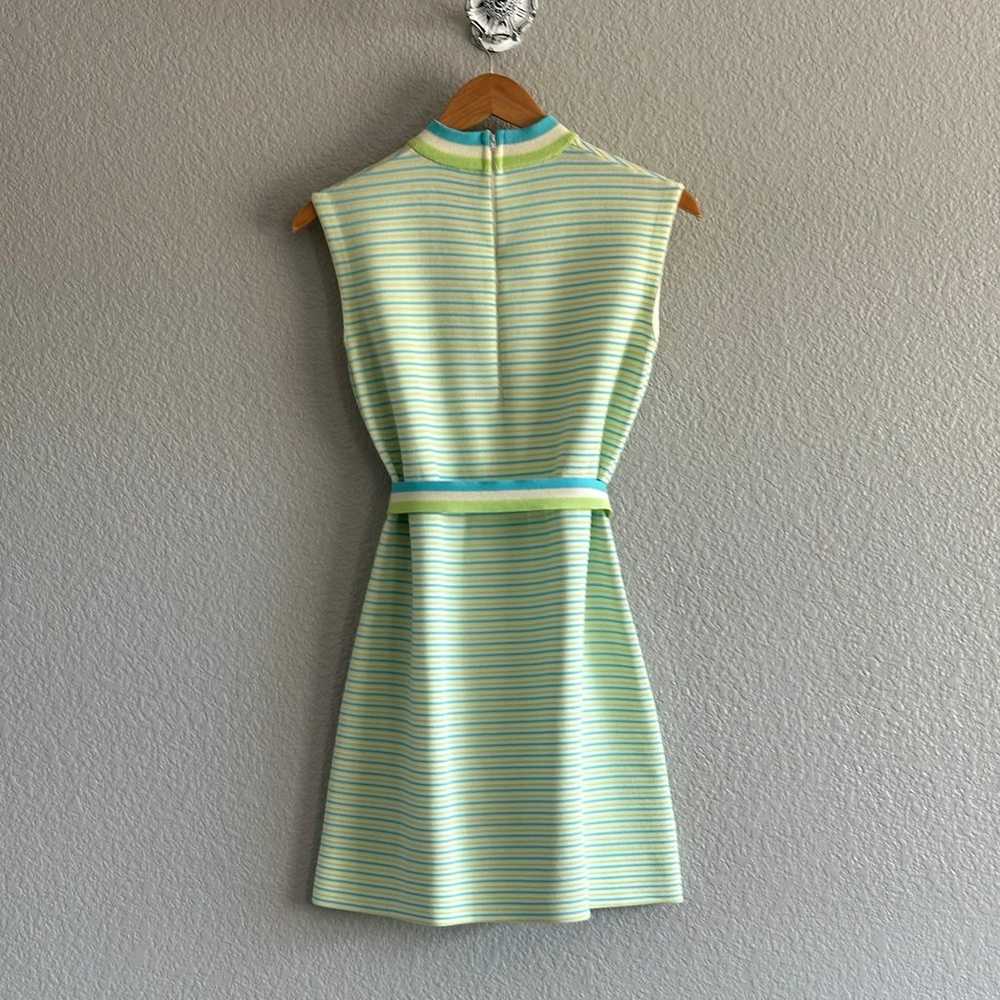 1960's Mini Sheath Dress w/ Belt Sleeveless Strip… - image 6