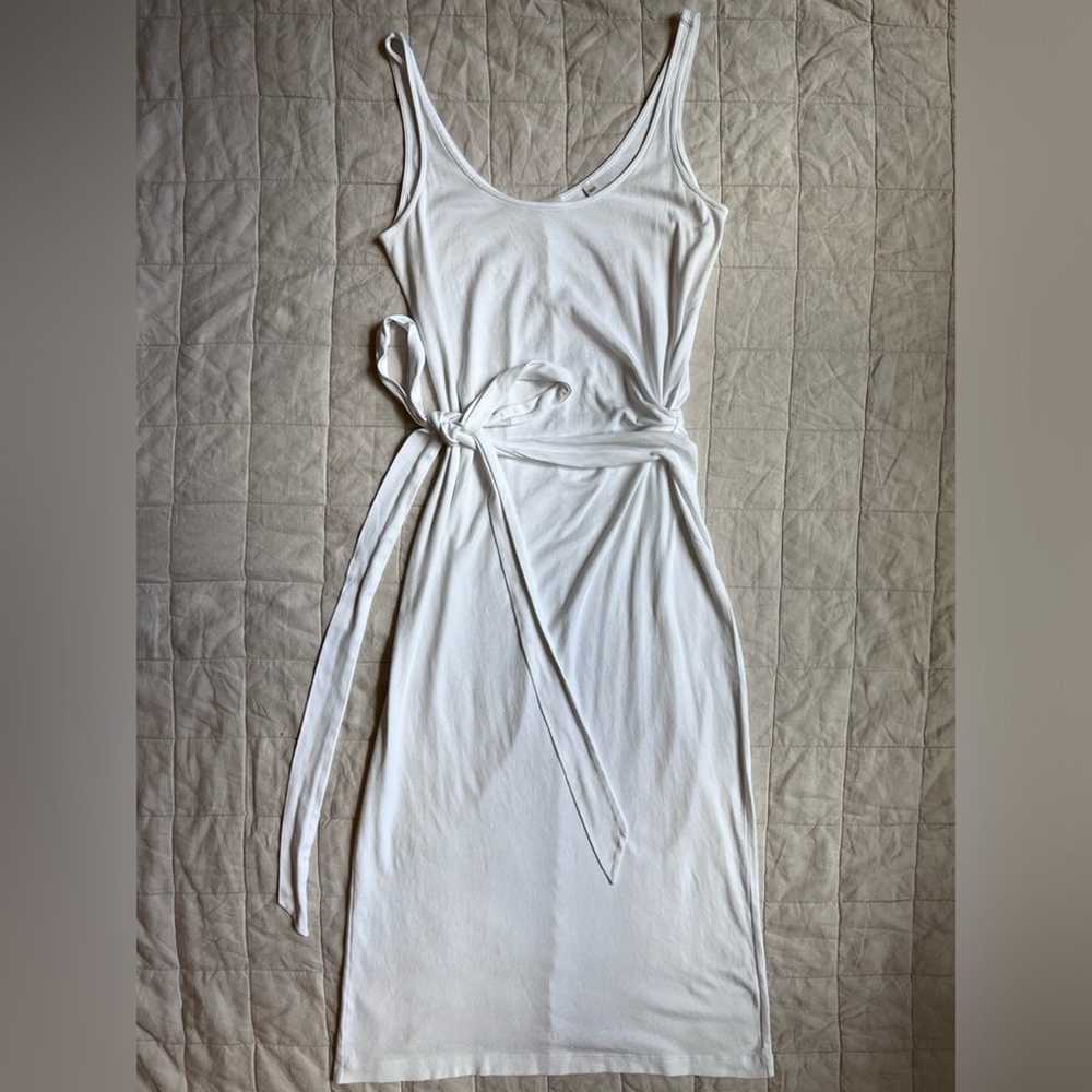 Vince 100% Pima Cotton White Sleeveless Wrap Midi… - image 1