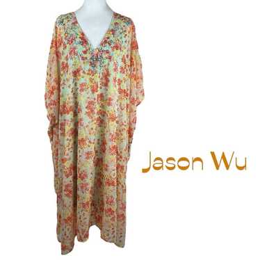 Jason Wu Sheer Floral Coastal Cruise Vacation Midi