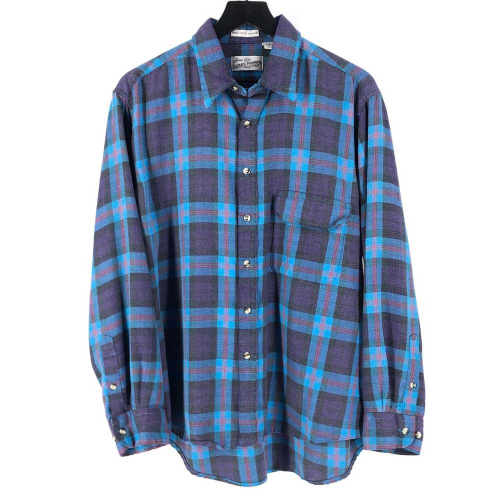 Sears × Vintage 80s plaid flannel shirt Sears Roe… - image 1