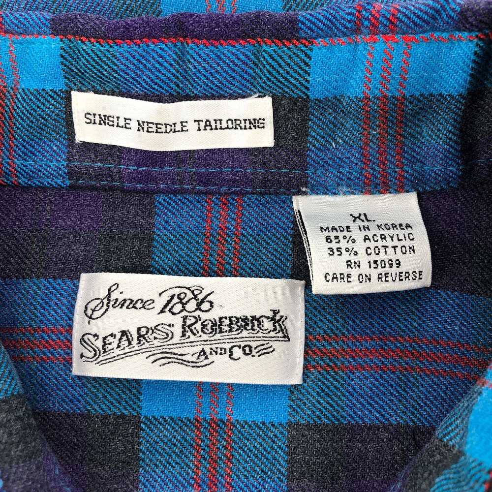 Sears × Vintage 80s plaid flannel shirt Sears Roe… - image 3