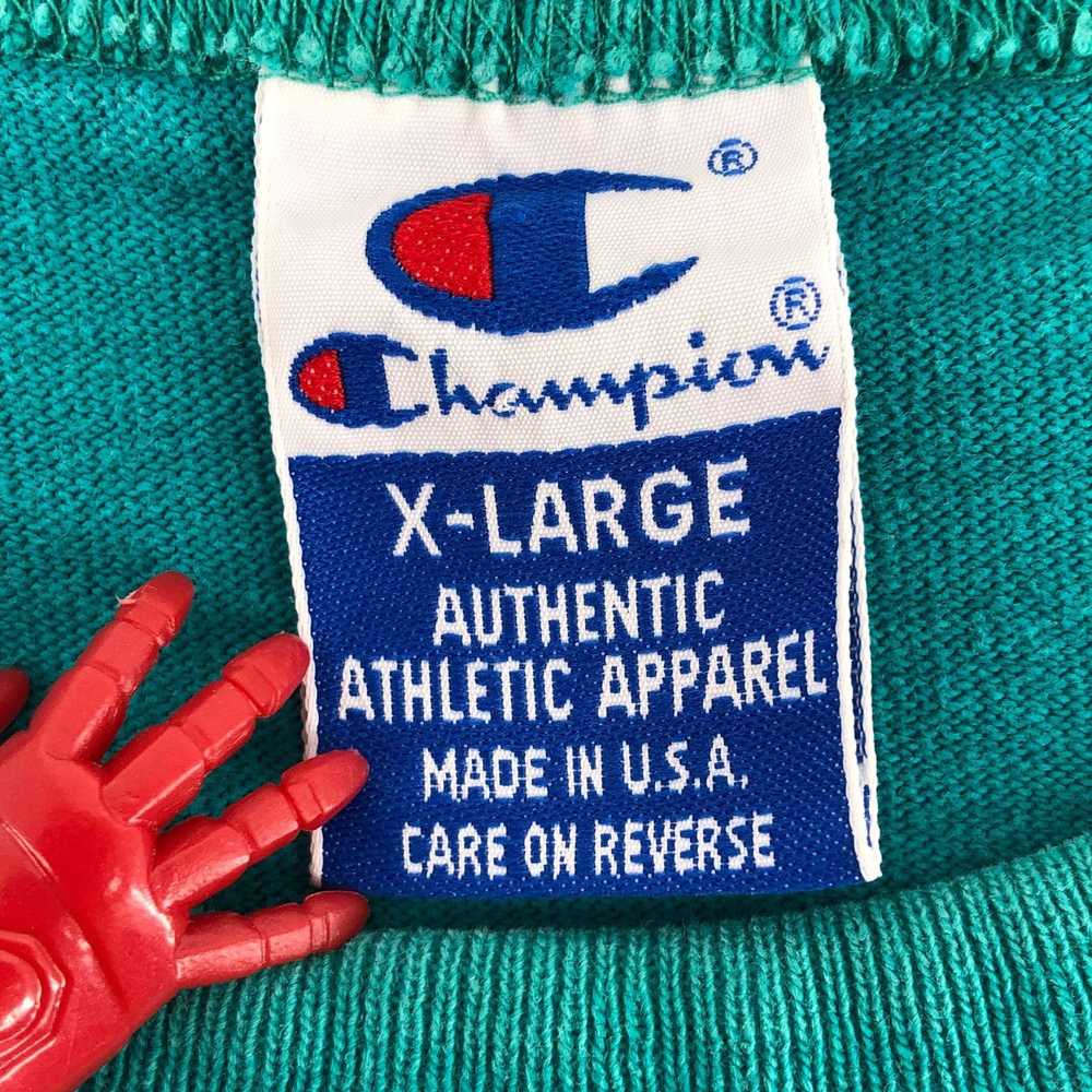 Champion × Vintage 90s Champion teal tshirt 1990s… - image 4