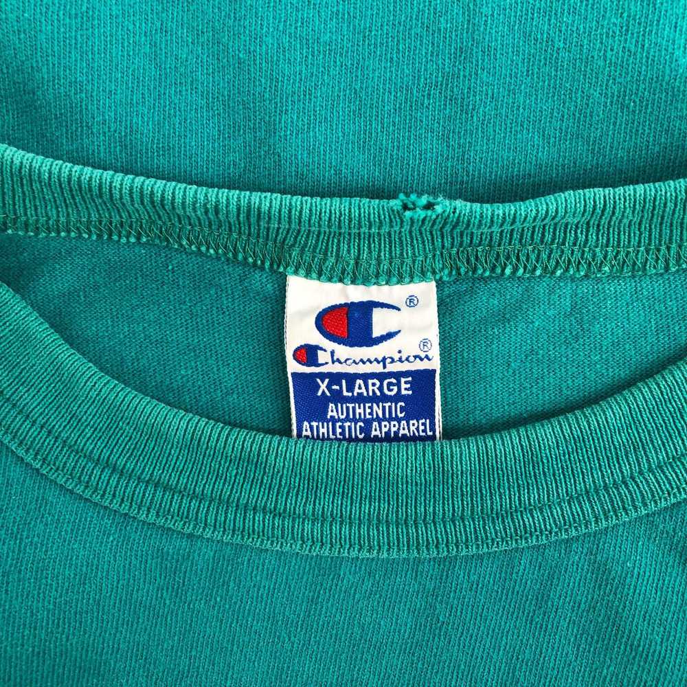 Champion × Vintage 90s Champion teal tshirt 1990s… - image 5