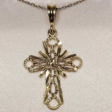 Vintage 24k gold over Silver cross necklace 18 3/4