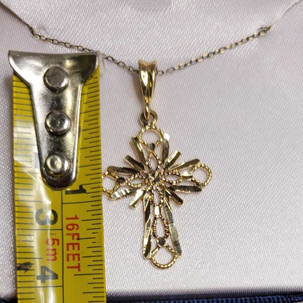 Vintage 24k gold over Silver cross necklace 18 3/… - image 2