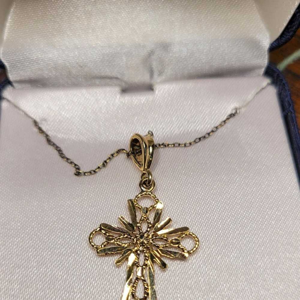 Vintage 24k gold over Silver cross necklace 18 3/… - image 6