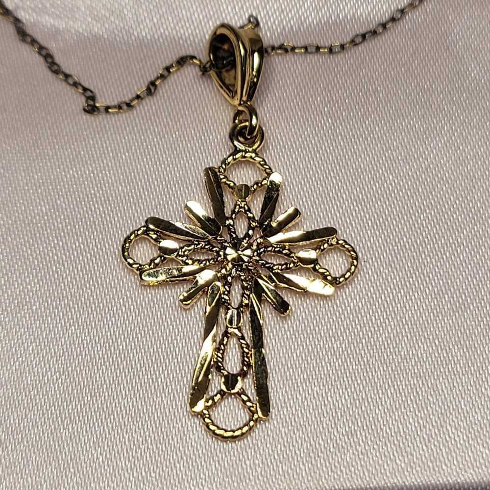 Vintage 24k gold over Silver cross necklace 18 3/… - image 7