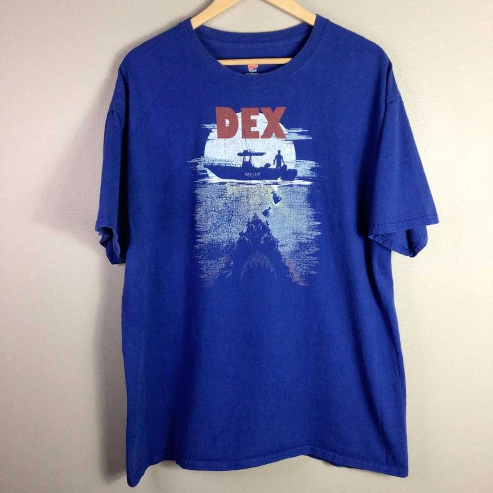 Hanes Dex Jaws Movie Parody T Shirt Blue 2XL XXL - image 1