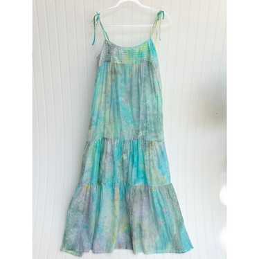 Natalie Martin Tie-Dye Midi Strapless Dress Blue G