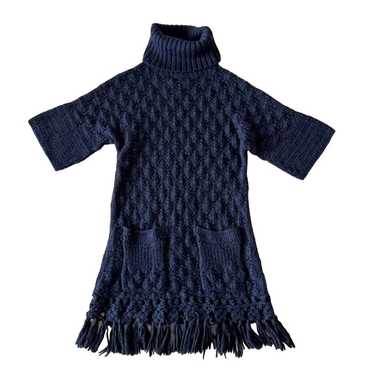 Rebecca Taylor Chunky Knit Sweater Dress Navy Blue