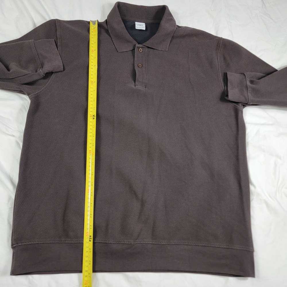 Zara Zara Mens XL Brown Long Sleeve Polo Shirt Ca… - image 6