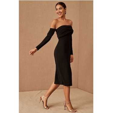 BHLDN Eastwood Off The Shoulder Midi Dress Black S