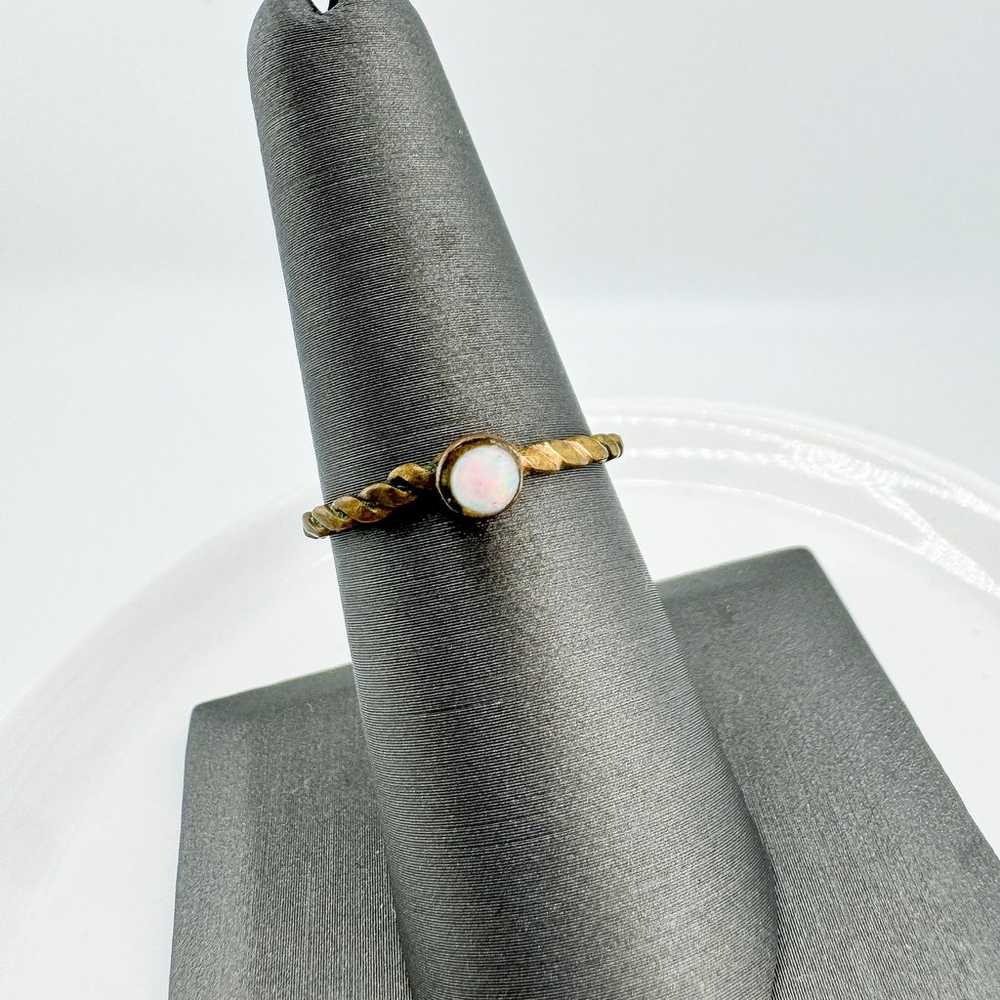 Vintage 14k Gold Moonstone Ring Artisan Minimalis… - image 2