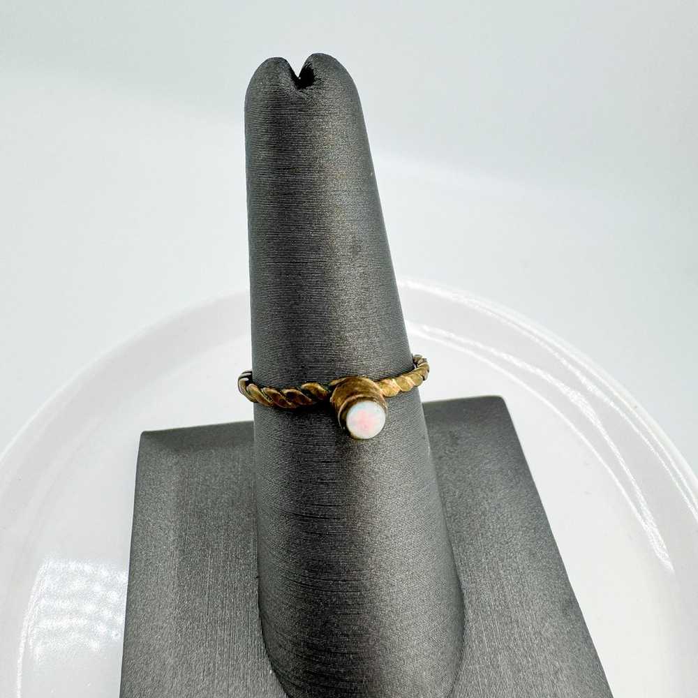 Vintage 14k Gold Moonstone Ring Artisan Minimalis… - image 6