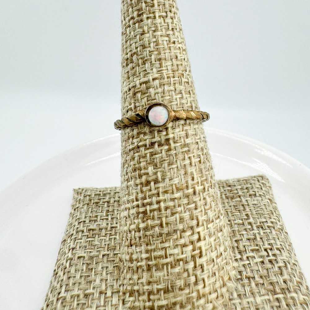 Vintage 14k Gold Moonstone Ring Artisan Minimalis… - image 7