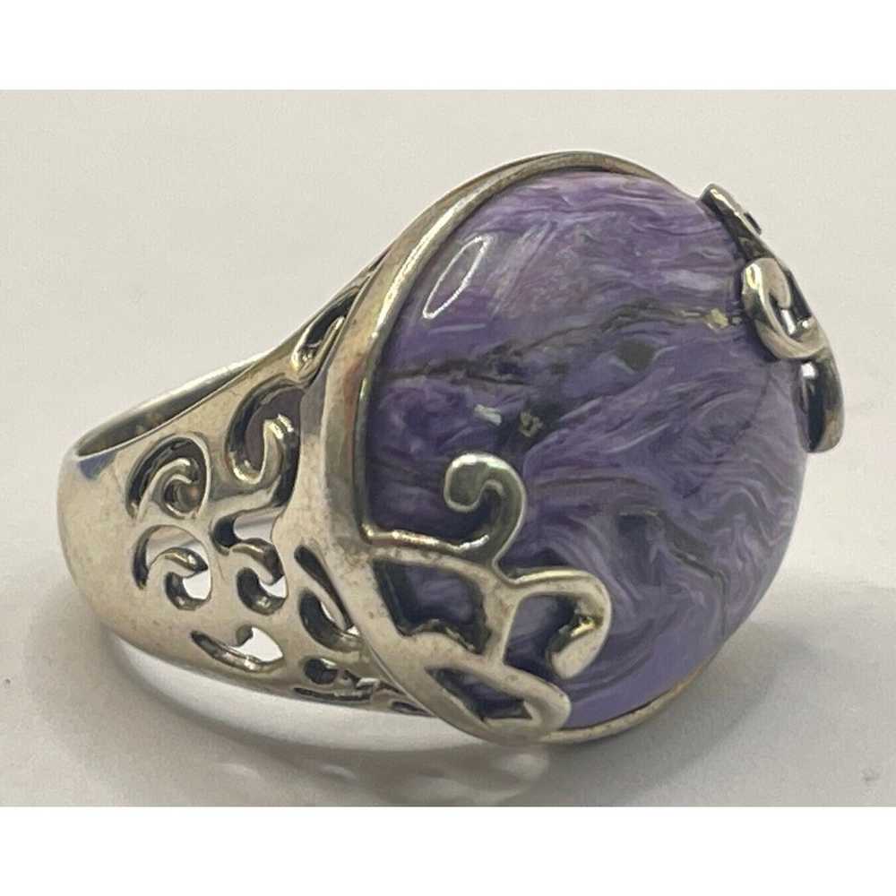 Vintage Sterling Silver Ring Size 8 Purple Russia… - image 8