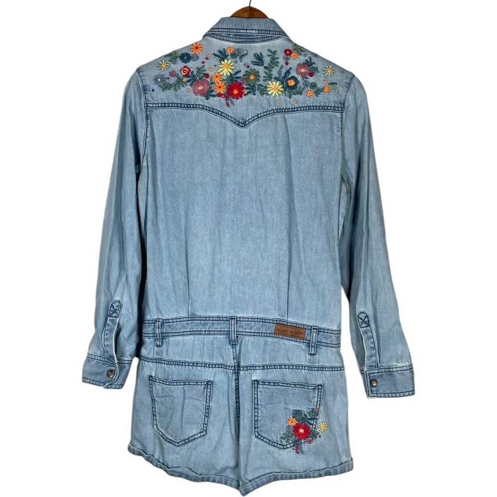 Vintage Miss Sixty Floral Embroidered Denim Rompe… - image 2