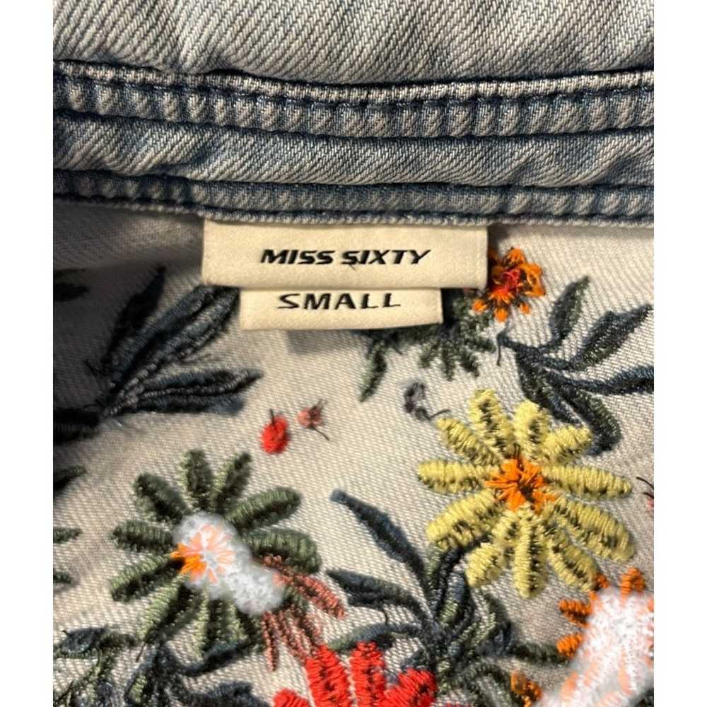 Vintage Miss Sixty Floral Embroidered Denim Rompe… - image 3