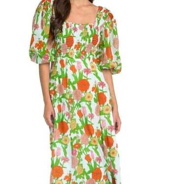 Olivia James the Label Bridget Floral Midi Dress in Toile Sky sold Size XS