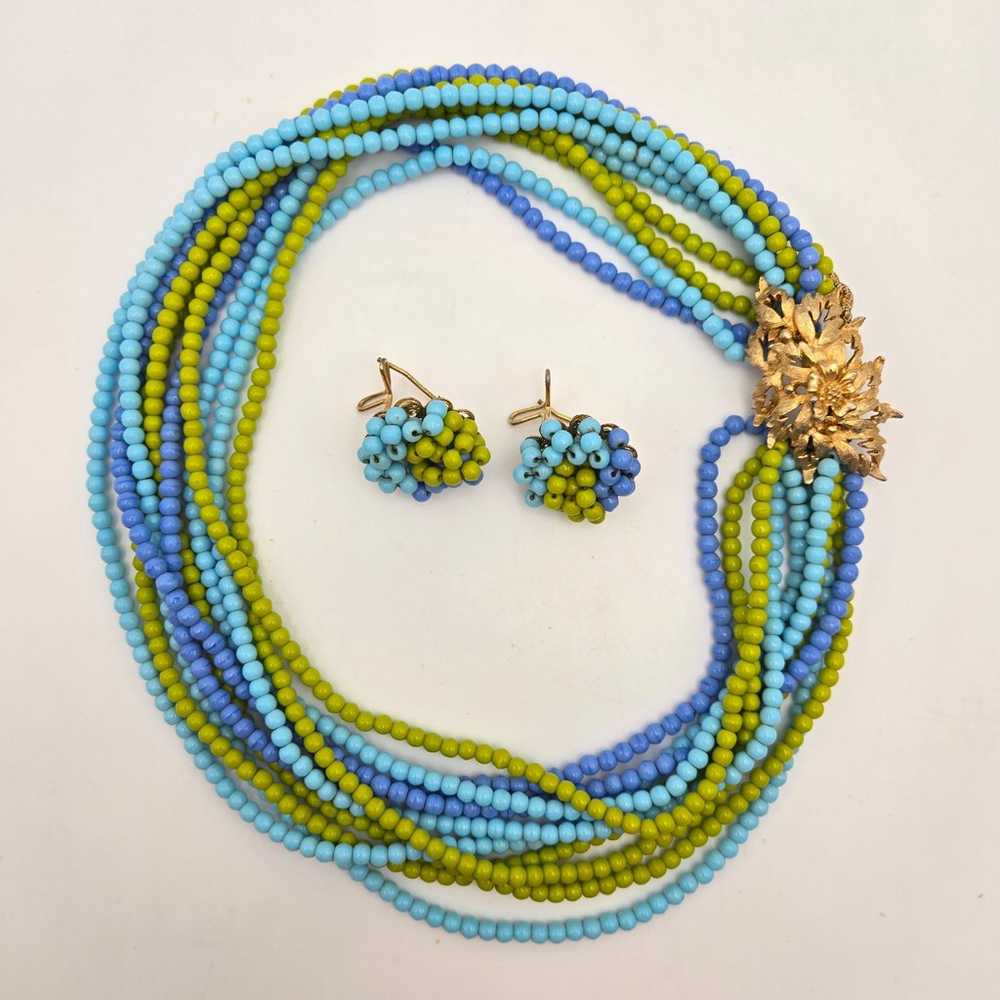 Judith McCann Necklace Earring Set Glass Beaded F… - image 2