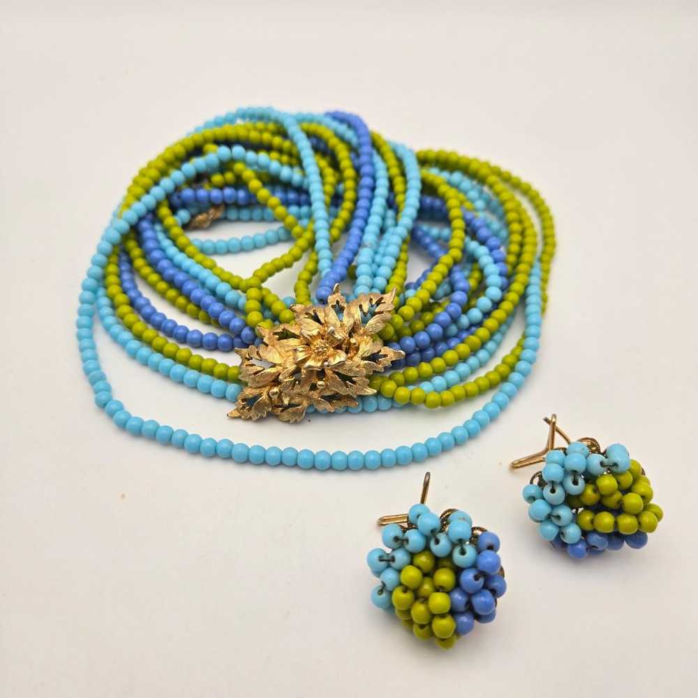 Judith McCann Necklace Earring Set Glass Beaded F… - image 4