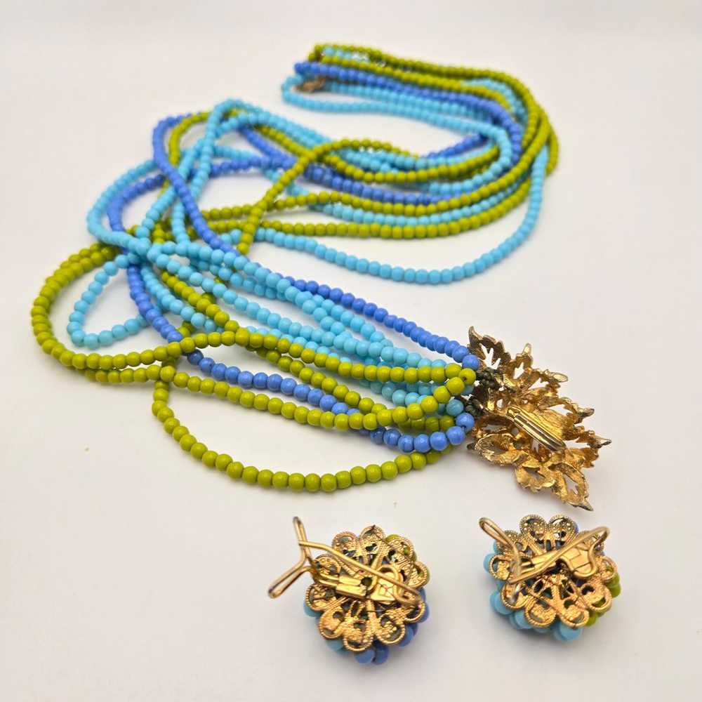 Judith McCann Necklace Earring Set Glass Beaded F… - image 5