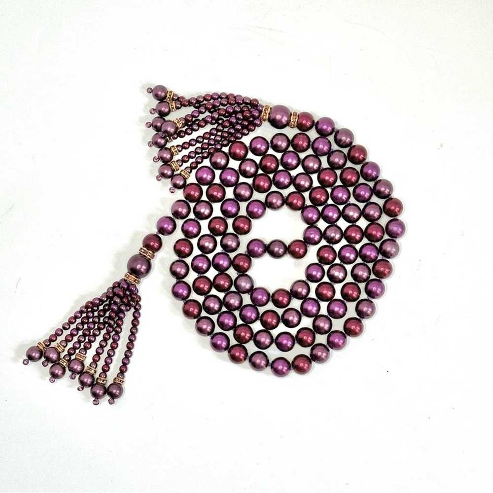 Vintage Joan Rivers Deep Purple Pearl Beaded Lari… - image 3