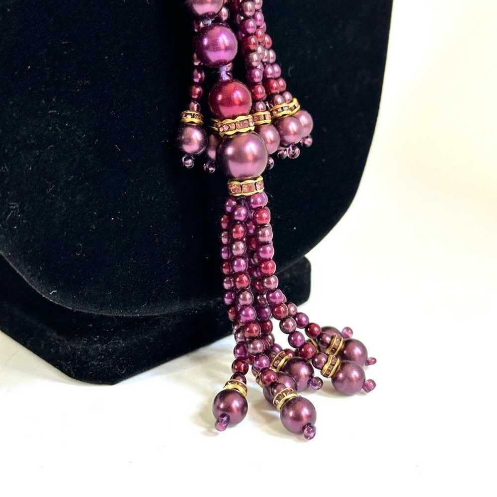 Vintage Joan Rivers Deep Purple Pearl Beaded Lari… - image 4