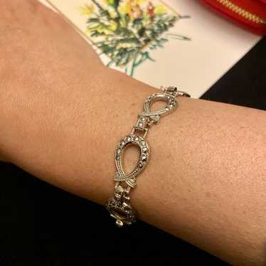 Sterling Silver Marcasites Oval Link Bracelet