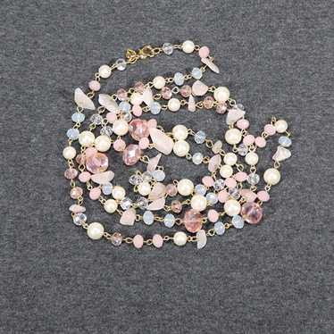 vintage jewelry Carolee pink quartz crystal beade… - image 1