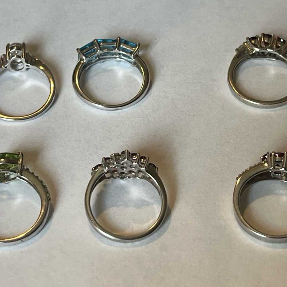 Lot of 6 Sterling Silver Rings w/ Gemstones, all … - image 10