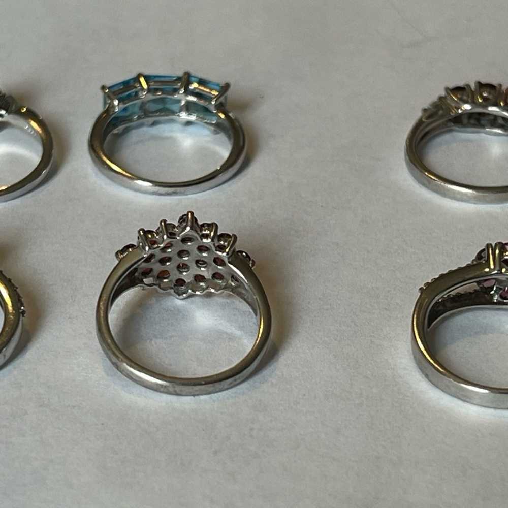 Lot of 6 Sterling Silver Rings w/ Gemstones, all … - image 11