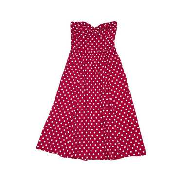 Reformation Aymeline Red Polka Dot Strapless Midi… - image 1