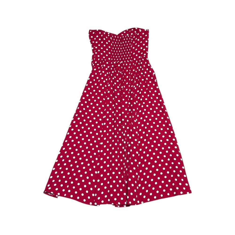 Reformation Aymeline Red Polka Dot Strapless Midi… - image 2