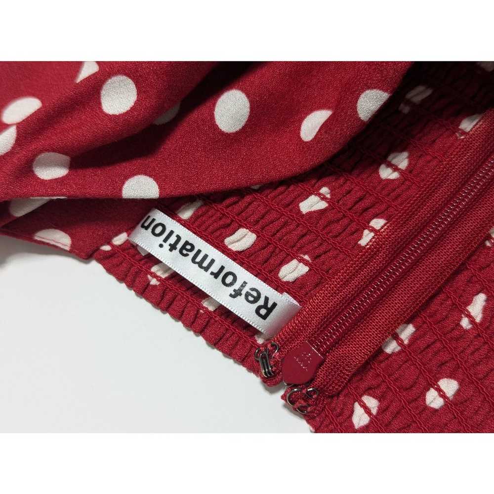 Reformation Aymeline Red Polka Dot Strapless Midi… - image 4