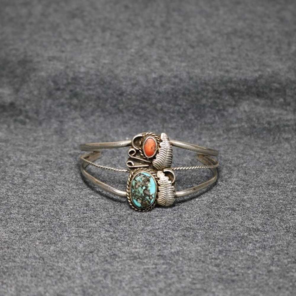 vintage handmade 925 sterling silver native turqu… - image 1