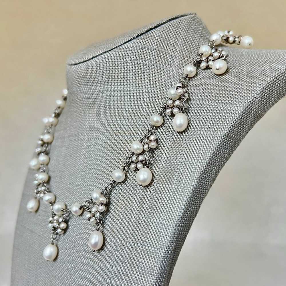 Vintage Sterling Silver Freshwater Pearl 15 3/4" … - image 3